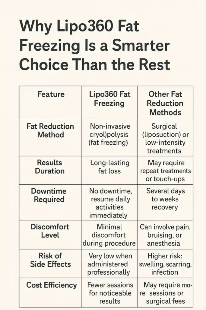 Is it possible to permanently freeze fat cells? 2 Table showing benefits of fat freezing to remove fat cells Maidstone from Lipo 360
