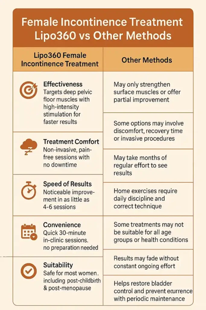 Comprehensive Guide To Female Incontinence Treatment Options 1 Table showing benefits of incontinence treatment Maidstone