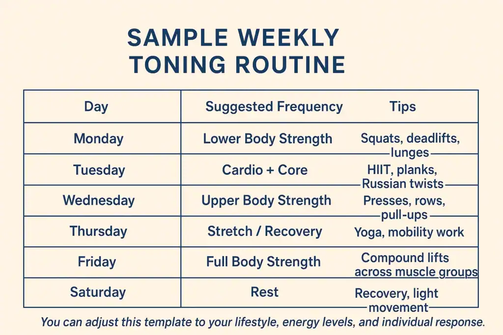 Achieving the Perfect Tone: How Often Should You Exercise for Results? 4 Weekly exercise Maidstone plan graphic