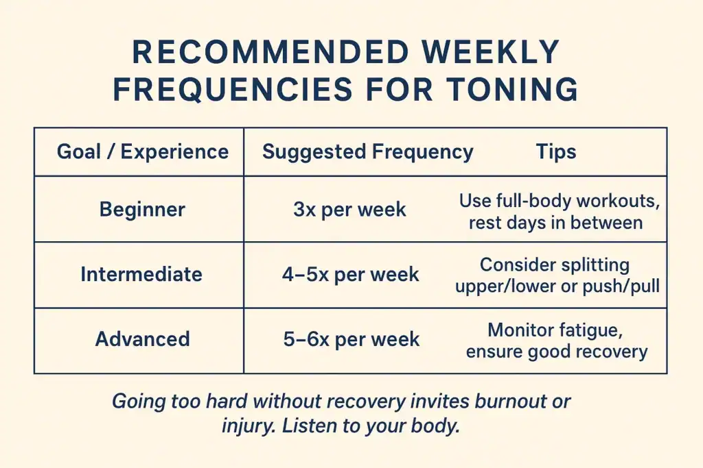 Achieving the Perfect Tone: How Often Should You Exercise for Results? 2 Graphic to show how often you should do exercise to help with toning Maidstone